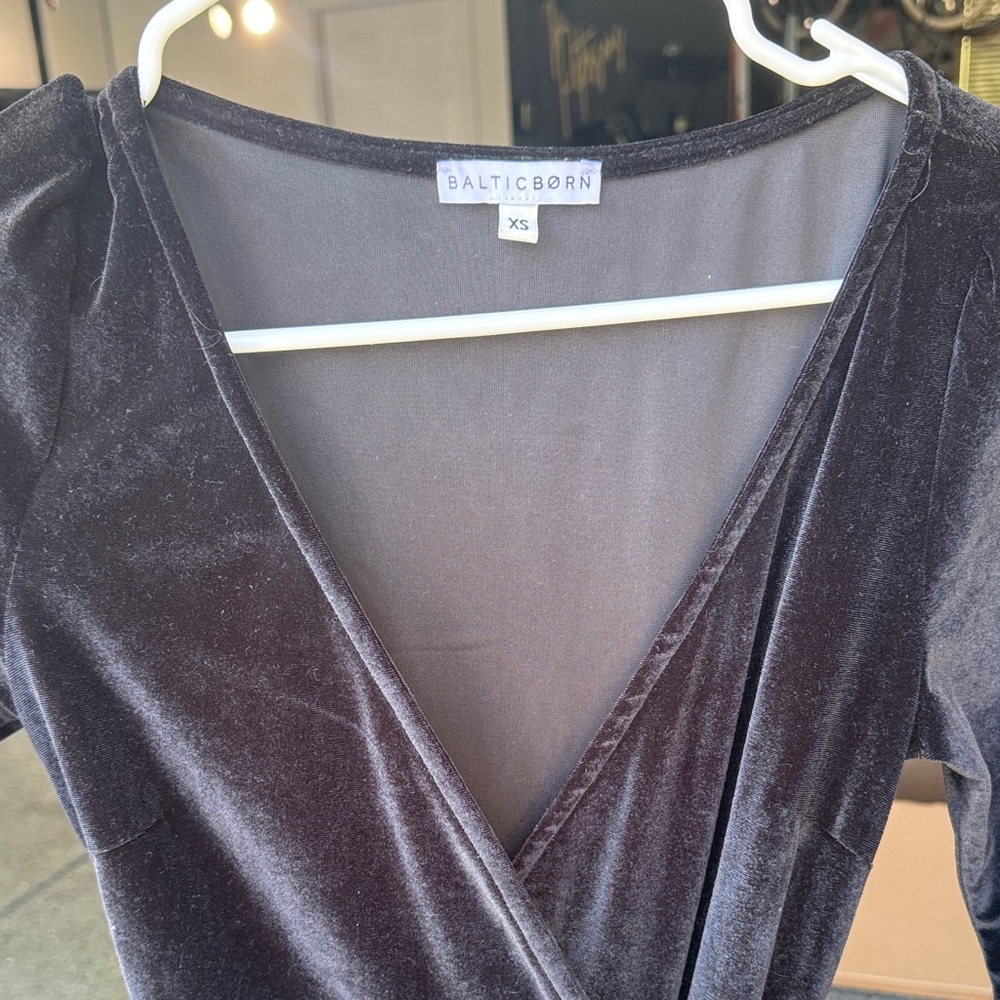 Baltic Born Deep Black Velvet Wrap Dress